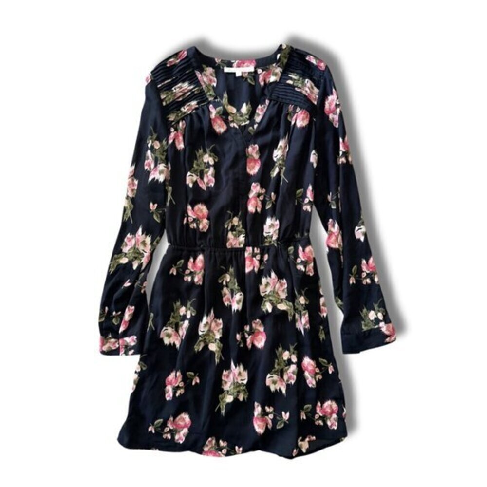 Daniel Rainn Small Black Floral Long Sleeve Dress